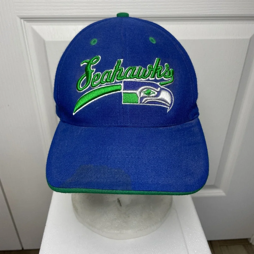 VTG Seattle Seahawks NFL Hat Cap Fitted Blue Green Size 7 1/4 Wool Blend